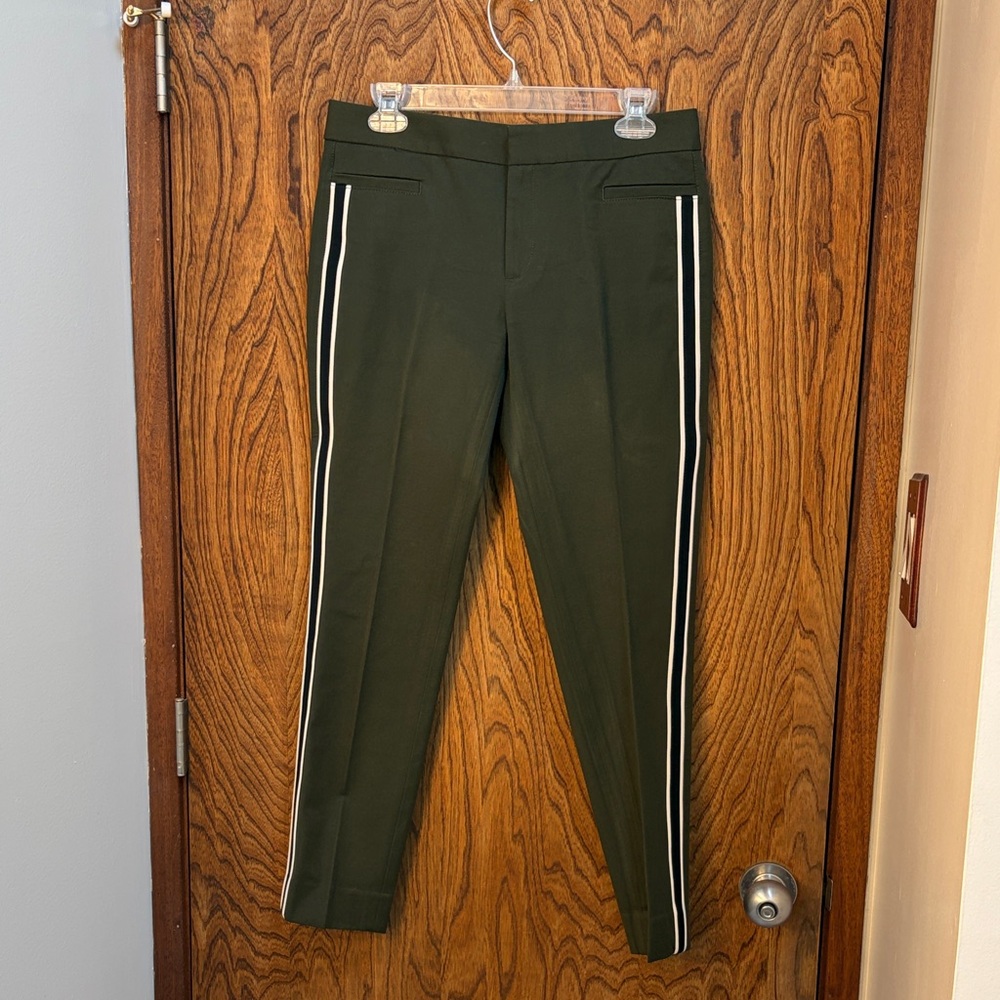 Stylish Green Pants with White Stripes